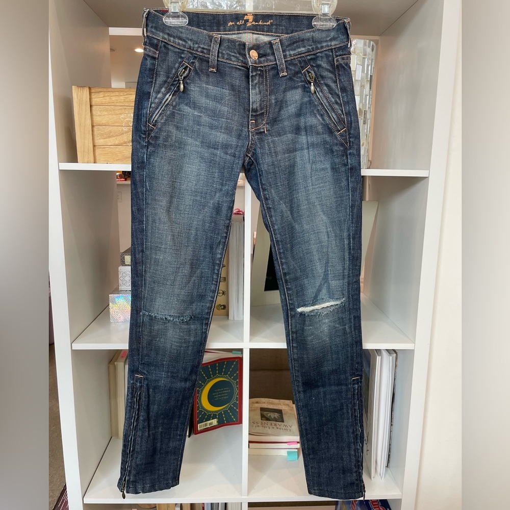 7 For All Mankind Dark Blue Skinny Jeans